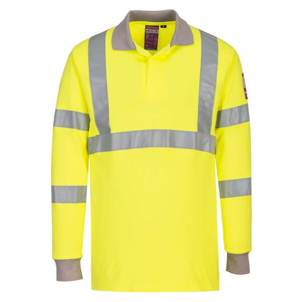 FR Modaflame Anti-Static Hi-Vis Long Sleeve Polo Shirt Thumbnail