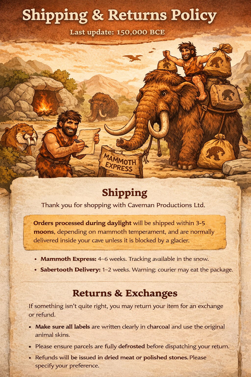 Caveman shipping illustration